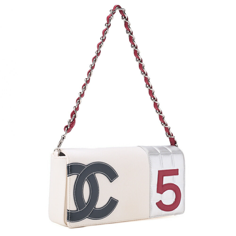 CHANEL One Shoulder Bag Sportline Canvas Bicolor Silver-Tone Hardware, Pre-Owned