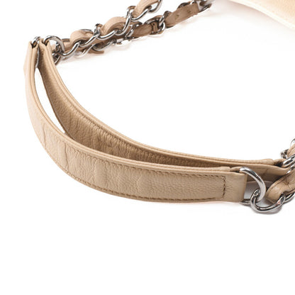 CHANEL Tote Bag Matelasse Caviar Skin Cocomark GST Double Chain Tote Beige Silver-Tone Hardware, Pre-Owned