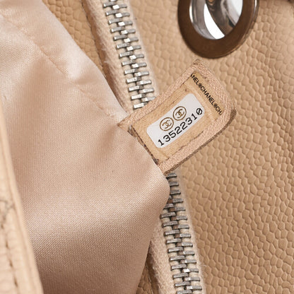 CHANEL Tote Bag Matelasse Caviar Skin Cocomark GST Double Chain Tote Beige Silver-Tone Hardware, Pre-Owned