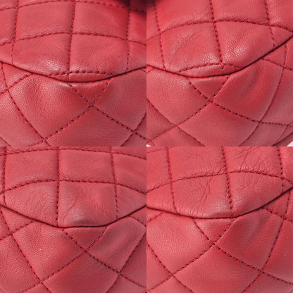 CHANEL Chain Shoulder Bag Matelasse Single Flap Icon Line Lambskin Red Gold-Tone Hardware, Pre-Owned