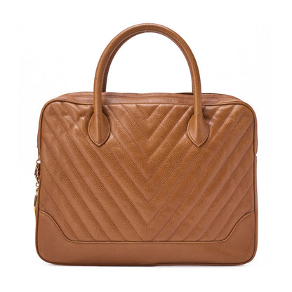 CHANEL V-Stitch Circle Coco Charm Handbag Caviar Skin Beige Gold-Tone Hardware, Pre-Owned