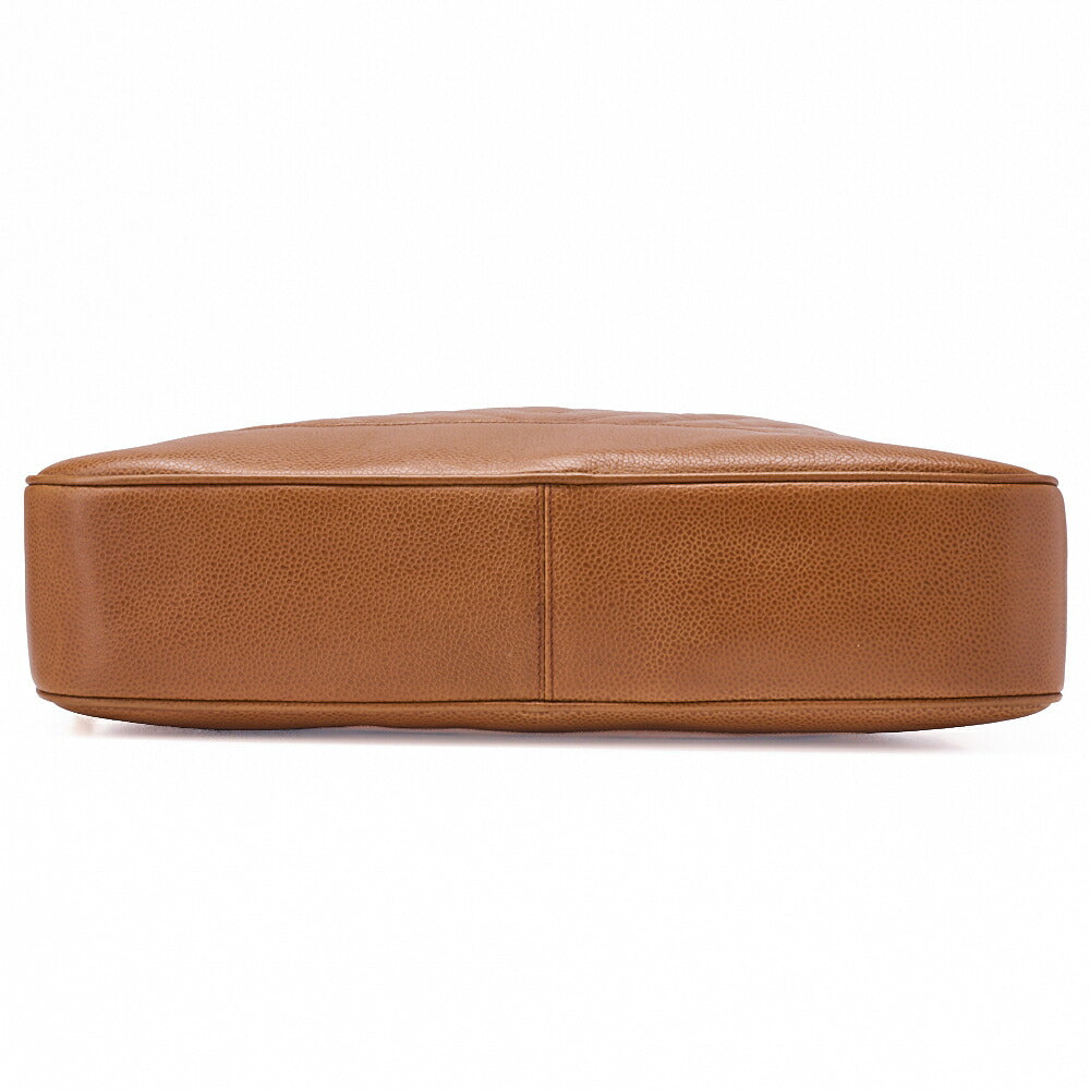 CHANEL V-Stitch Circle Coco Charm Handbag Caviar Skin Beige Gold-Tone Hardware, Pre-Owned