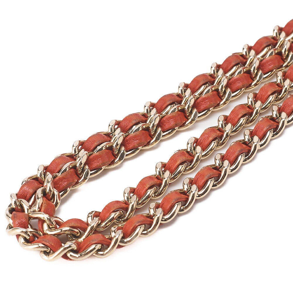 CHANEL Chain Shoulder Bag Calfskin V-Stitch Pink Orange Turnlock Full Flap Gold-Tone Hardware, Pre-Owned