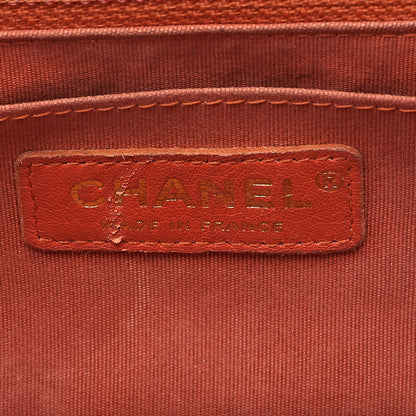CHANEL Chain Shoulder Bag Calfskin V-Stitch Pink Orange Turnlock Full Flap Gold-Tone Hardware, Pre-Owned