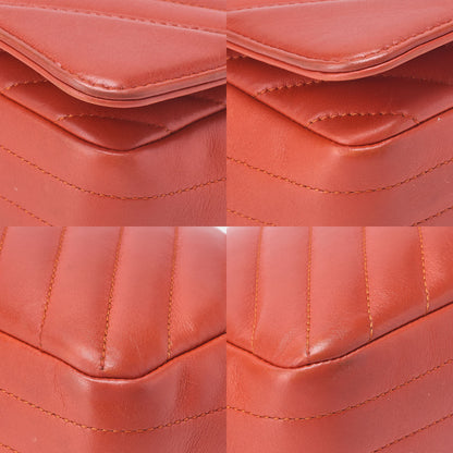 CHANEL Chain Shoulder Bag Calfskin V-Stitch Pink Orange Turnlock Full Flap Gold-Tone Hardware, Pre-Owned