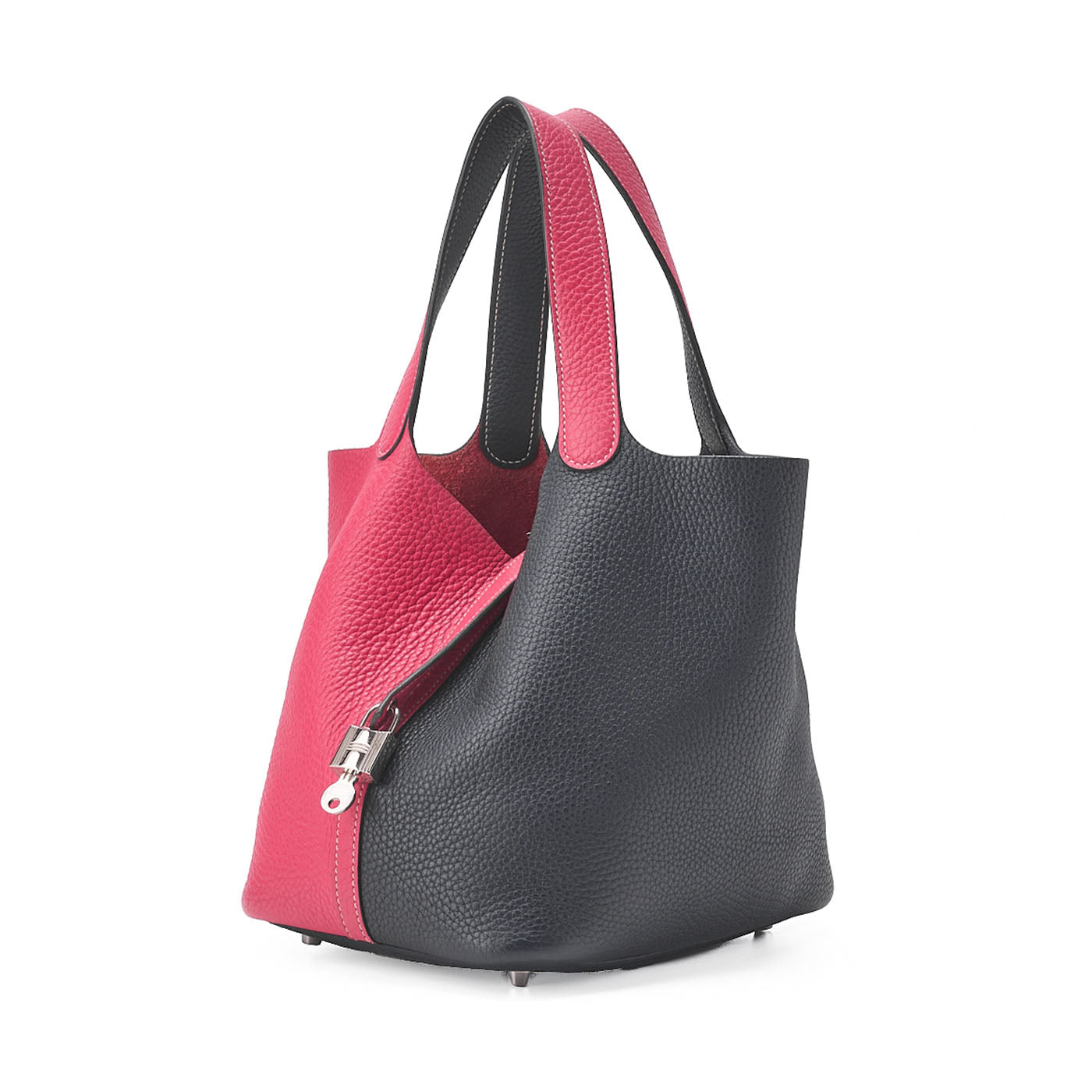 HERMES Picotin Lock MM Handbag Tryon Cl?mence Brunuit x Framboise Silver-Tone Hardware, Pre-Owned