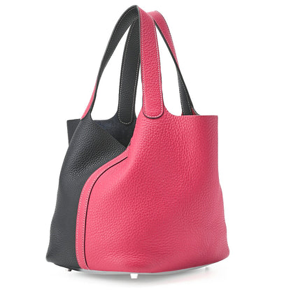 HERMES Picotin Lock MM Handbag Tryon Cl?mence Brunuit x Framboise Silver-Tone Hardware, Pre-Owned