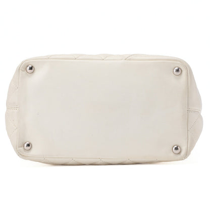 CHANEL Cambon Line Matelasse Calfskin x  Python White Tote Bag Silver-Tone Hardware, Pre-Owned