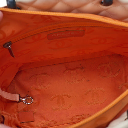 CHANEL Cambon Line Matelasse Calfskin x  Python White Tote Bag Silver-Tone Hardware, Pre-Owned