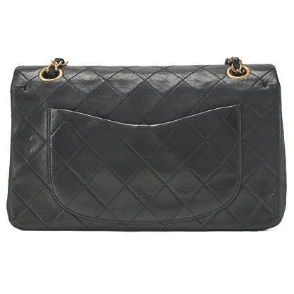 CHANEL Chain Shoulder Bag Matelasse Double Flap 23cm Lambskin Black Gold-Tone Hardware, Pre-Owned