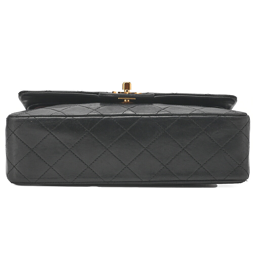 CHANEL Chain Shoulder Bag Matelasse Double Flap 23cm Lambskin Black Gold-Tone Hardware, Pre-Owned