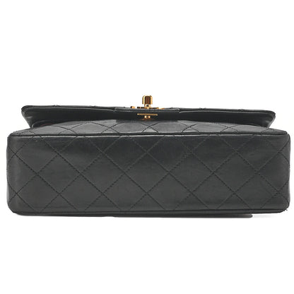 CHANEL Chain Shoulder Bag Matelasse Double Flap 23cm Lambskin Black Gold-Tone Hardware, Pre-Owned