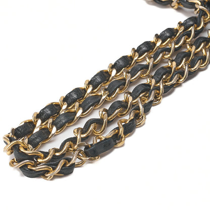CHANEL Chain Shoulder Bag Matelasse Double Flap 23cm Lambskin Black Gold-Tone Hardware, Pre-Owned