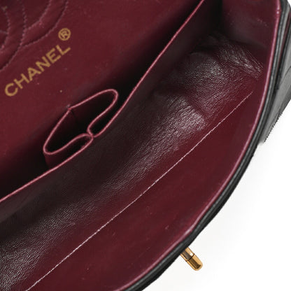 CHANEL Chain Shoulder Bag Matelasse Double Flap 23cm Lambskin Black Gold-Tone Hardware, Pre-Owned