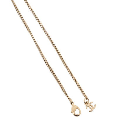 CHANEL Coco Mark Faux Pearl Necklace 14B GP Gold (Gold Plated) Gold Chain Necklace Earrings High Brand Gold-Tone Hardware, Pre-Owned