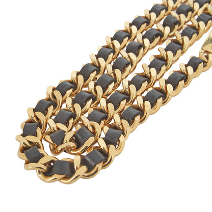 CHANEL Coco Mark Chain Belt 94A GP x Leather Black x Gold Gold-Tone Hardware, Pre-Owned