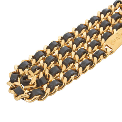 CHANEL Cocomark Chain Belt GP x Leather Black x Gold Gold-Tone Hardware, Pre-Owned