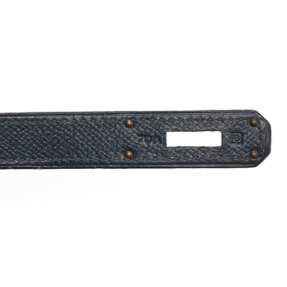 HERMES Birkin 35 Handbag Epson Blue Indigo Gold-Tone Hardware, Pre-Owned