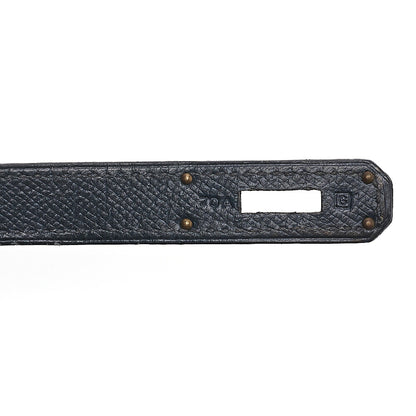 HERMES Birkin 35 Handbag Epson Blue Indigo Gold-Tone Hardware, Pre-Owned