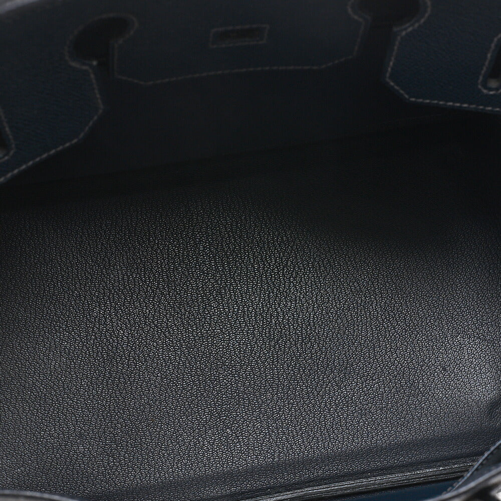 HERMES Birkin 35 Handbag Epson Blue Indigo Gold-Tone Hardware, Pre-Owned