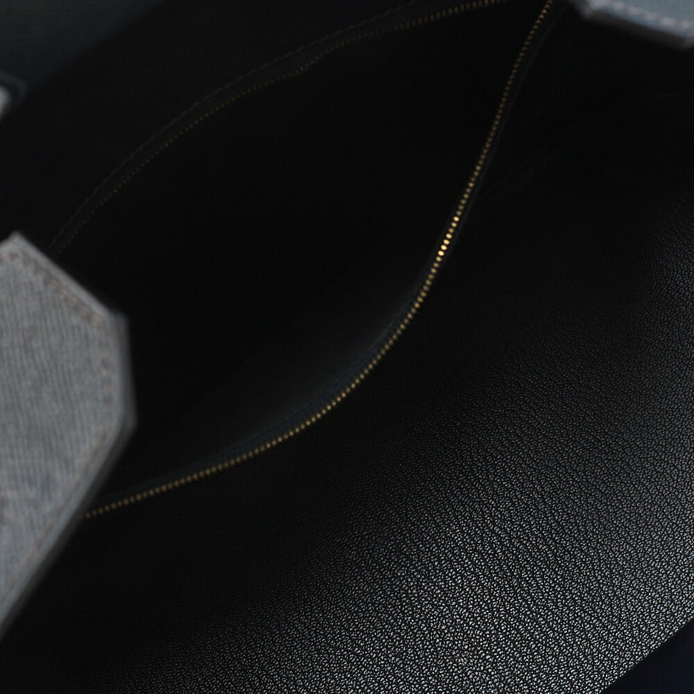 HERMES Birkin 35 Handbag Epson Blue Indigo Gold-Tone Hardware, Pre-Owned