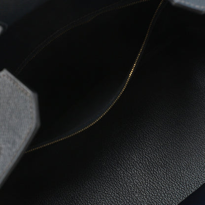 HERMES Birkin 35 Handbag Epson Blue Indigo Gold-Tone Hardware, Pre-Owned