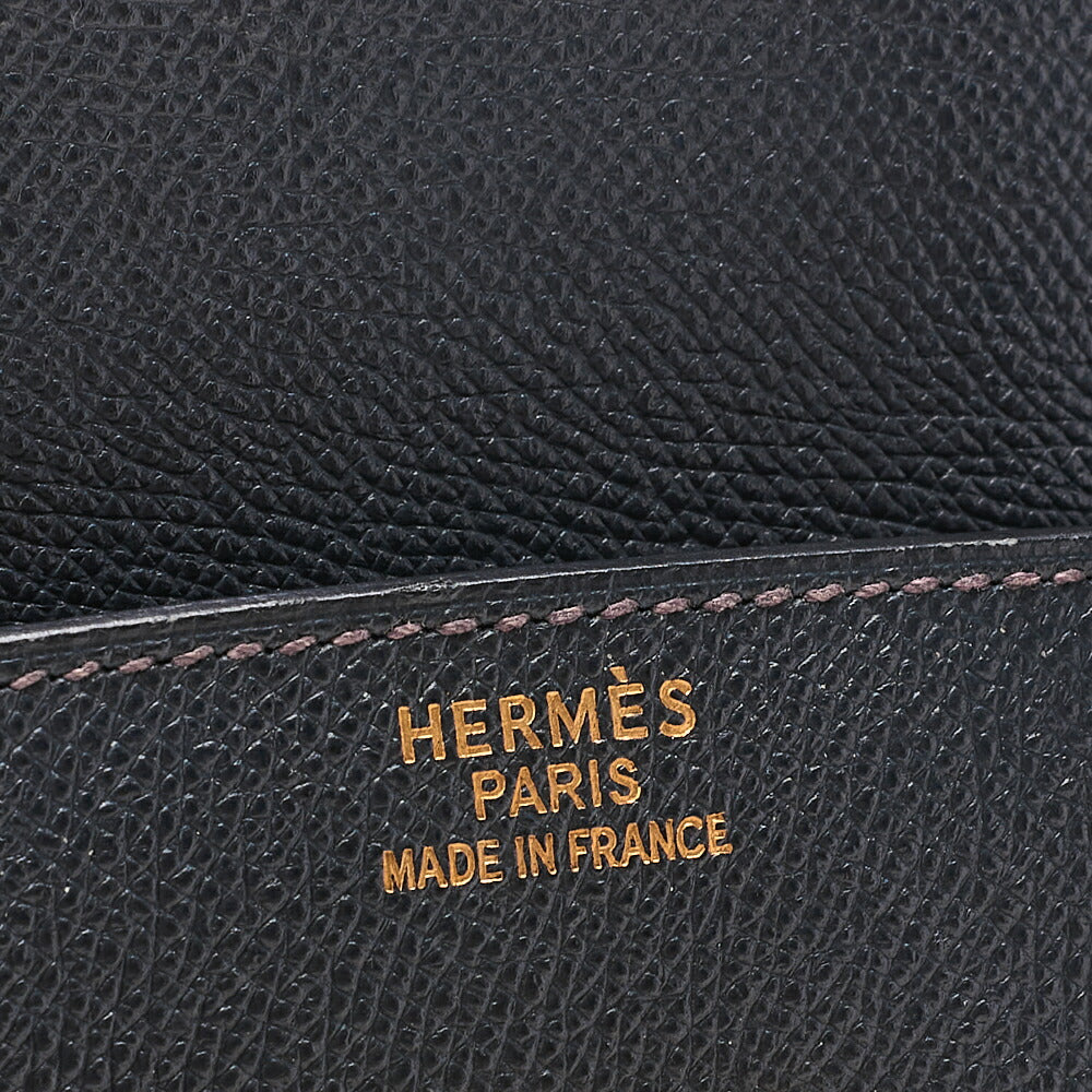 HERMES Birkin 35 Handbag Epson Blue Indigo Gold-Tone Hardware, Pre-Owned