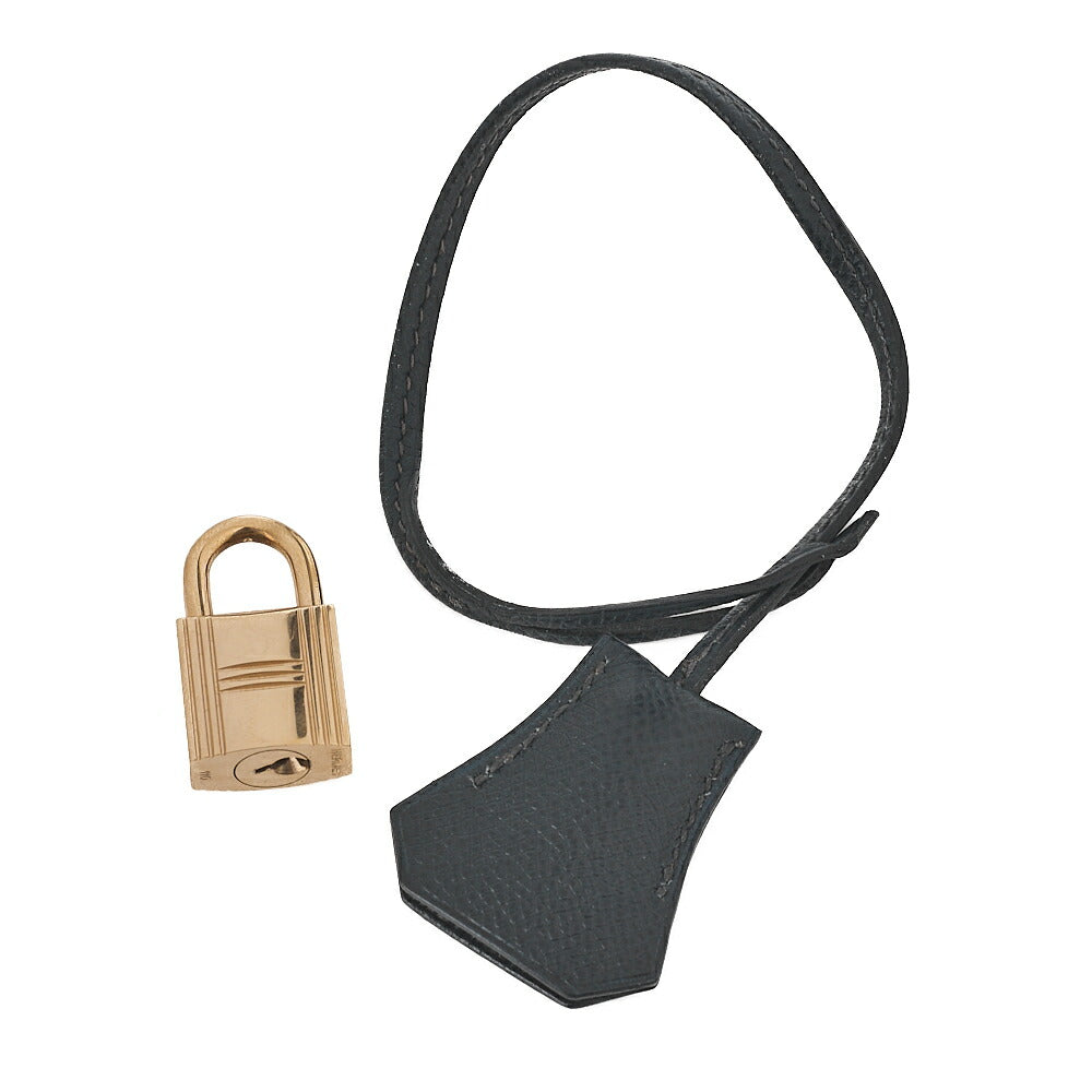 HERMES Birkin 35 Handbag Epson Blue Indigo Gold-Tone Hardware, Pre-Owned