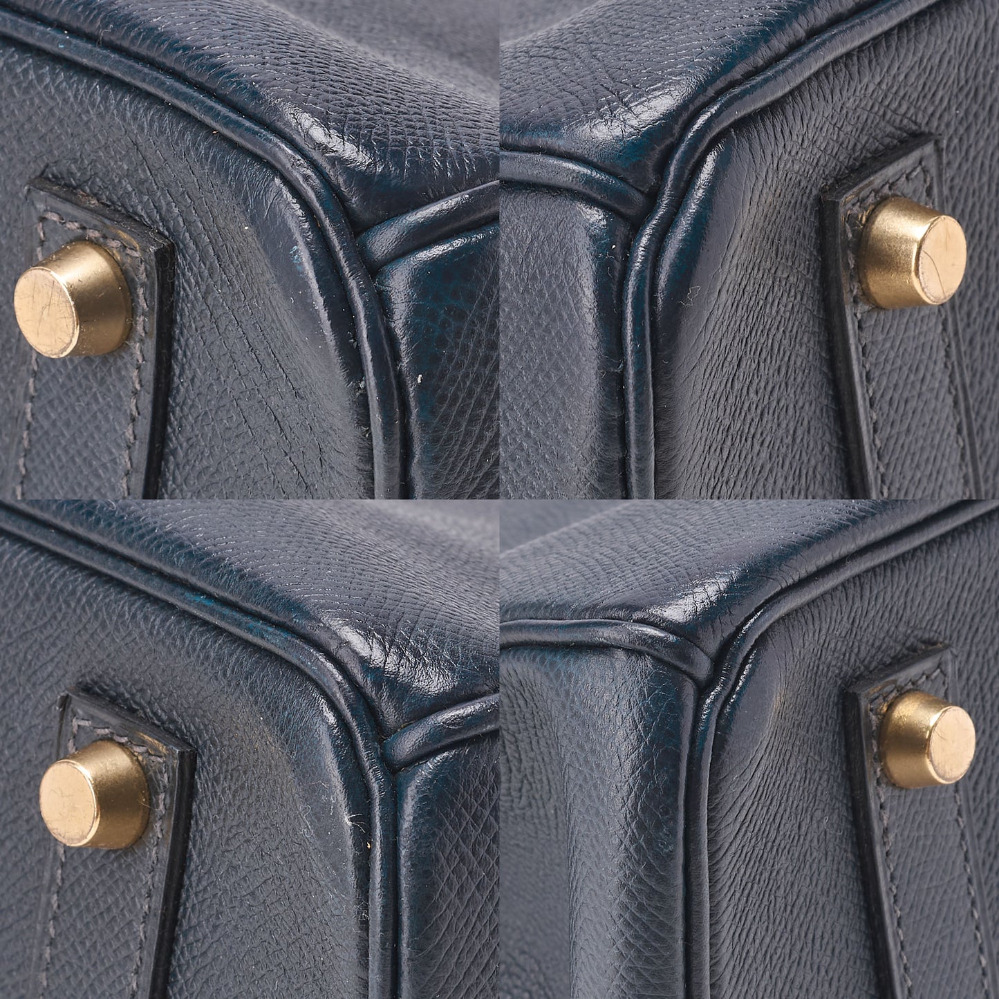 HERMES Birkin 35 Handbag Epson Blue Indigo Gold-Tone Hardware, Pre-Owned