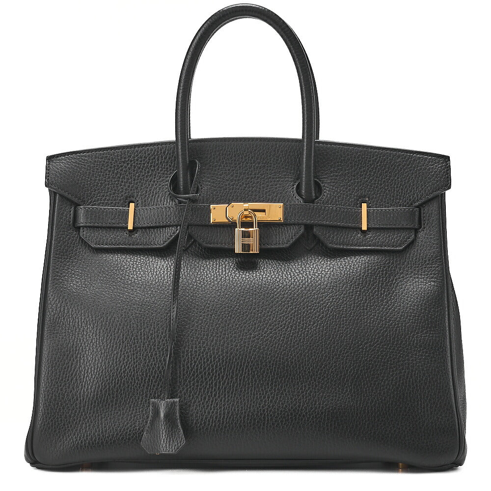 HERMES Birkin 35 Handbag Ardennes Black Gold-Tone Hardware, Pre-Owned