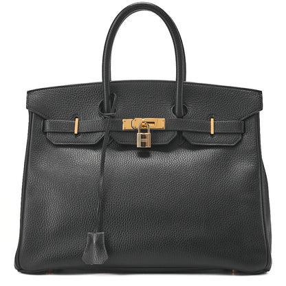 HERMES Birkin 35 Handbag Ardennes Black Gold-Tone Hardware, Pre-Owned