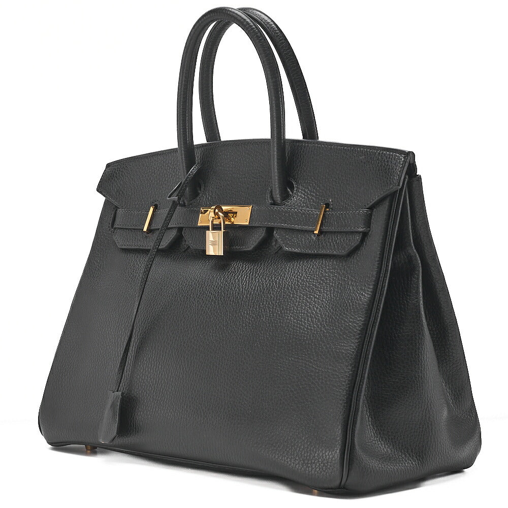 HERMES Birkin 35 Handbag Ardennes Black Gold-Tone Hardware, Pre-Owned