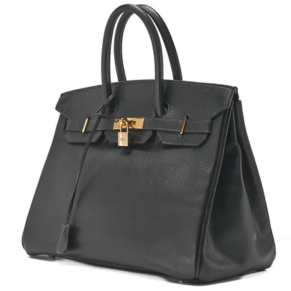 HERMES Birkin 35 Handbag Ardennes Black Gold-Tone Hardware, Pre-Owned