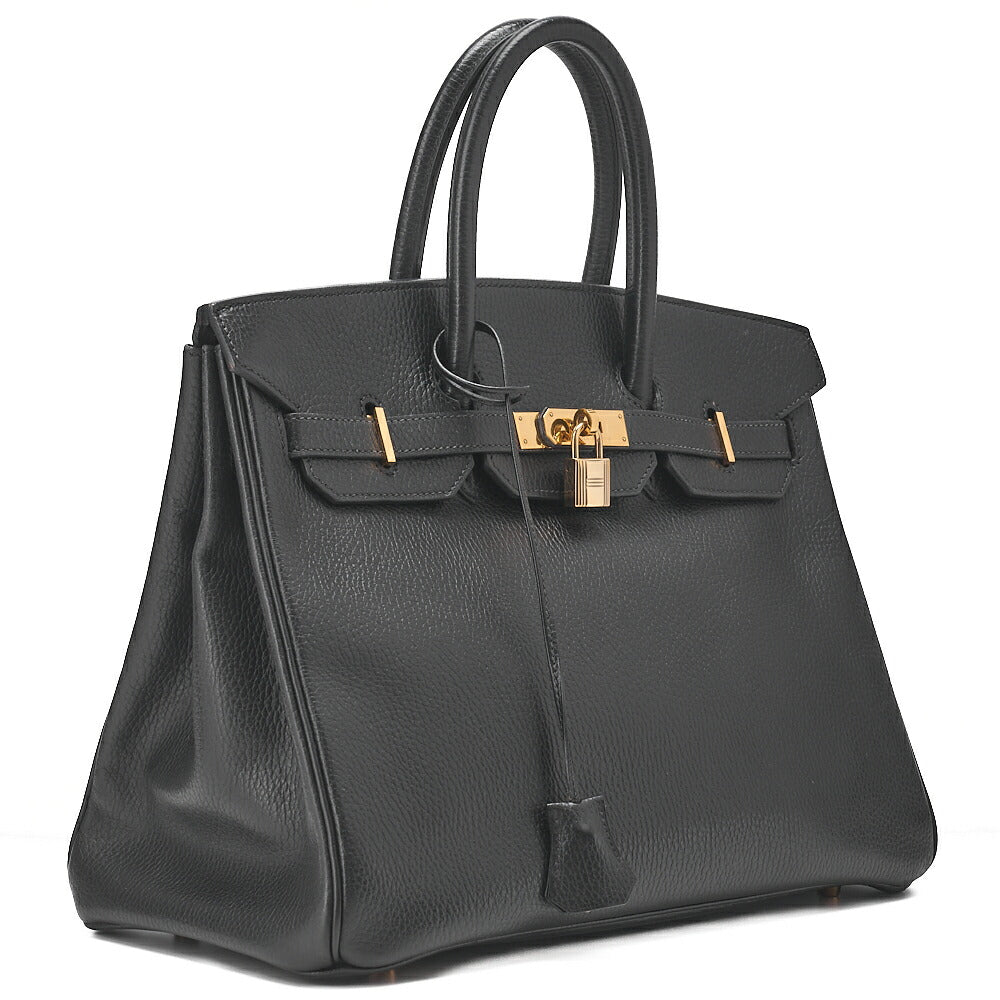 HERMES Birkin 35 Handbag Ardennes Black Gold-Tone Hardware, Pre-Owned