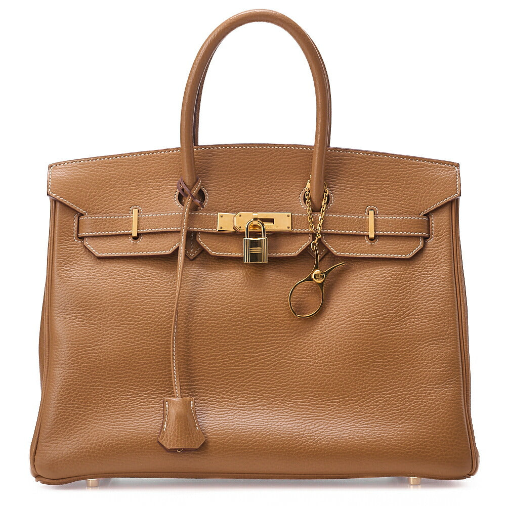 HERMES Birkin 35 Handbag Ardennes Natural Natuural Gold-Tone Hardware, Pre-Owned