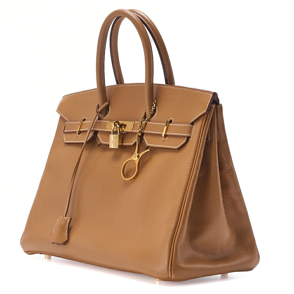 HERMES Birkin 35 Handbag Ardennes Natural Natuural Gold-Tone Hardware, Pre-Owned