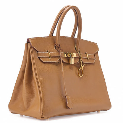 HERMES Birkin 35 Handbag Ardennes Natural Natuural Gold-Tone Hardware, Pre-Owned