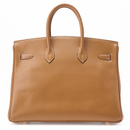HERMES Birkin 35 Handbag Ardennes Natural Natuural Gold-Tone Hardware, Pre-Owned