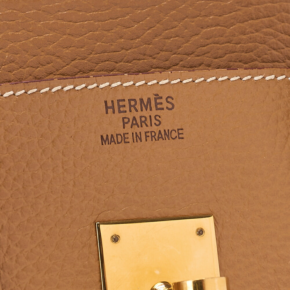 HERMES Birkin 35 Handbag Ardennes Natural Natuural Gold-Tone Hardware, Pre-Owned