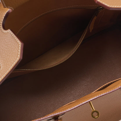 HERMES Birkin 35 Handbag Ardennes Natural Natuural Gold-Tone Hardware, Pre-Owned