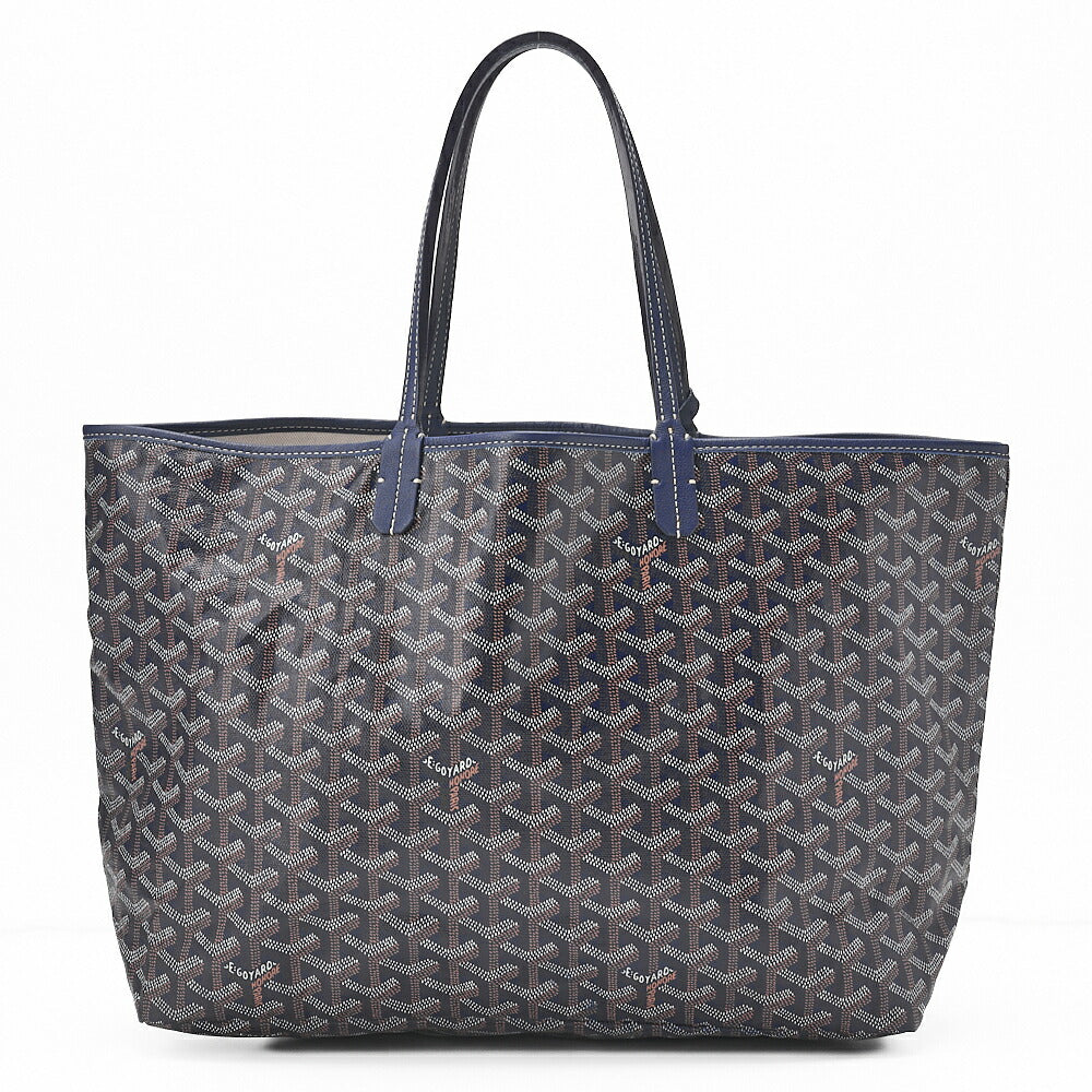 GOYARD [Goyard] Saint-Louis PM Tote Bag Coated Canvas Navy Silver-Tone Hardware, Pre-Owned