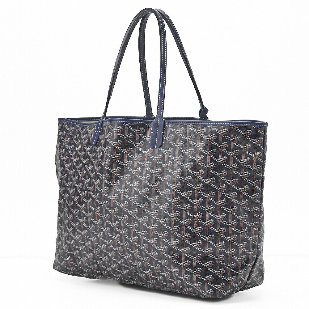 GOYARD [Goyard] Saint-Louis PM Tote Bag Coated Canvas Navy Silver-Tone Hardware, Pre-Owned