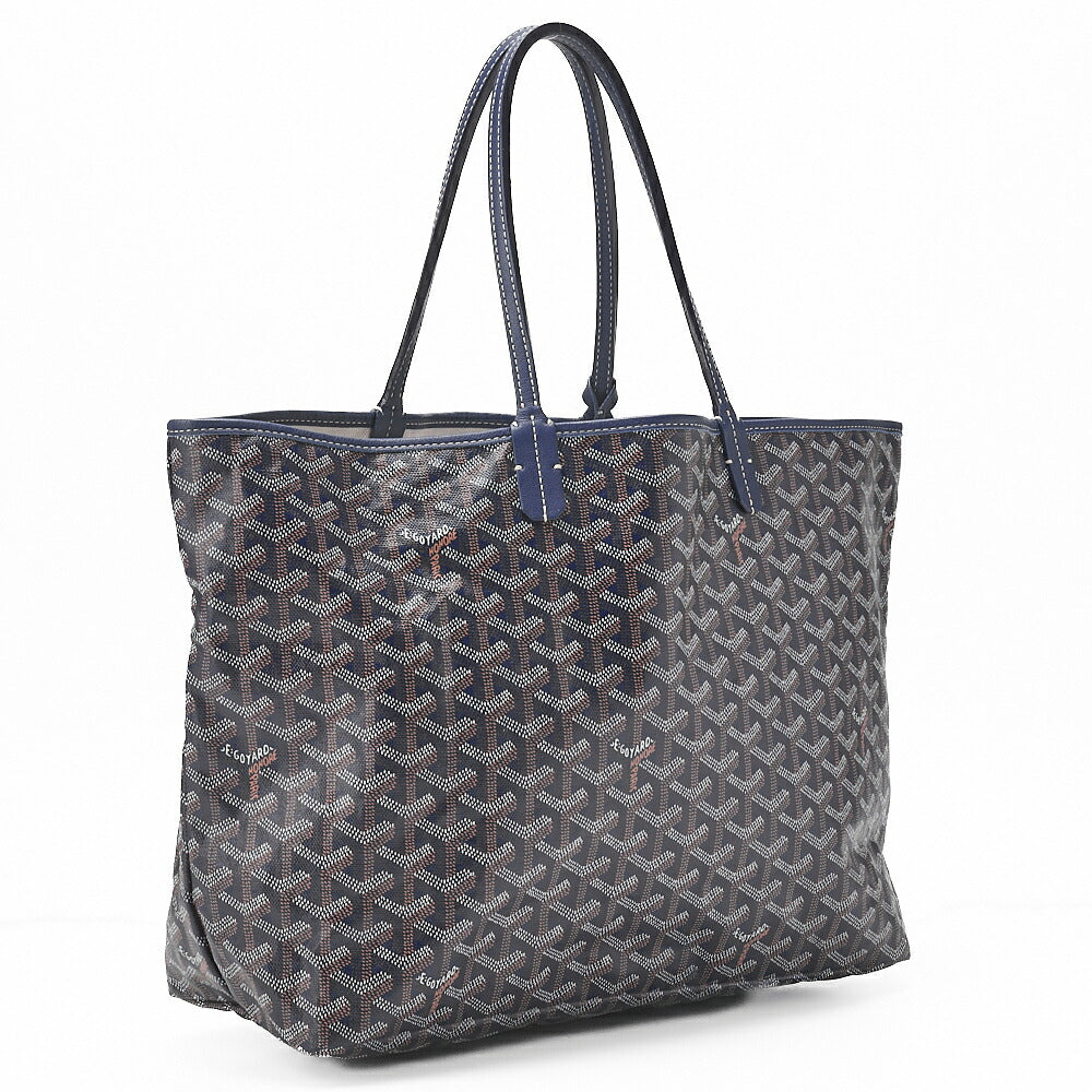 GOYARD [Goyard] Saint-Louis PM Tote Bag Coated Canvas Navy Silver-Tone Hardware, Pre-Owned