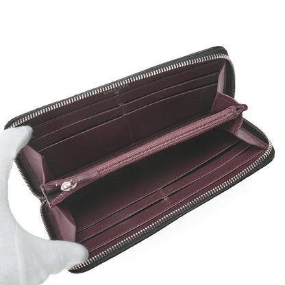 CHANEL Matrasse Round Long Wallet Caviar Skin Black Women's Wallet Silver-Tone Hardware, Pre-Owned