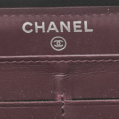 CHANEL Matrasse Round Long Wallet Caviar Skin Black Women's Wallet Silver-Tone Hardware, Pre-Owned