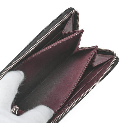 CHANEL Matrasse Round Long Wallet Caviar Skin Black Women's Wallet Silver-Tone Hardware, Pre-Owned