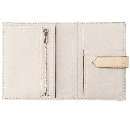 HERMES Bare Compact Bi-Fold Wallet Ostrich Massachusetts Women's Wallet Silver-Tone Hardware, Pre-Owned