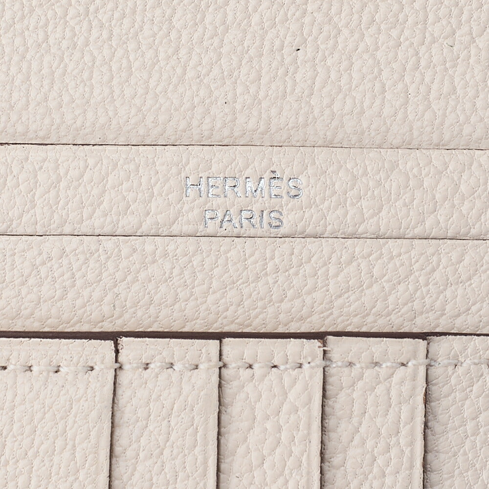 HERMES Bare Compact Bi-Fold Wallet Ostrich Massachusetts Women's Wallet Silver-Tone Hardware, Pre-Owned