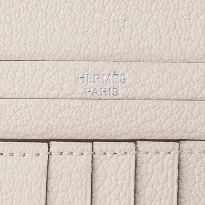 HERMES Bare Compact Bi-Fold Wallet Ostrich Massachusetts Women's Wallet Silver-Tone Hardware, Pre-Owned