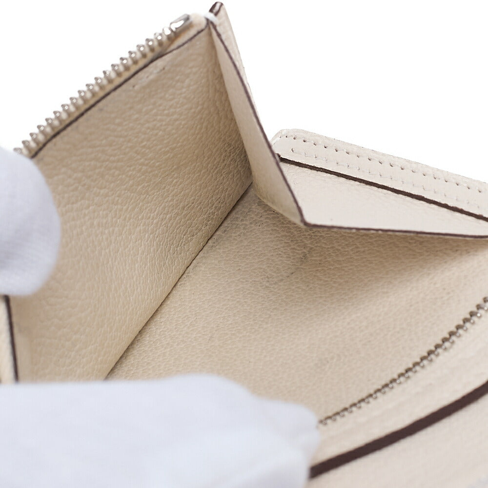 HERMES Bare Compact Bi-Fold Wallet Ostrich Massachusetts Women's Wallet Silver-Tone Hardware, Pre-Owned